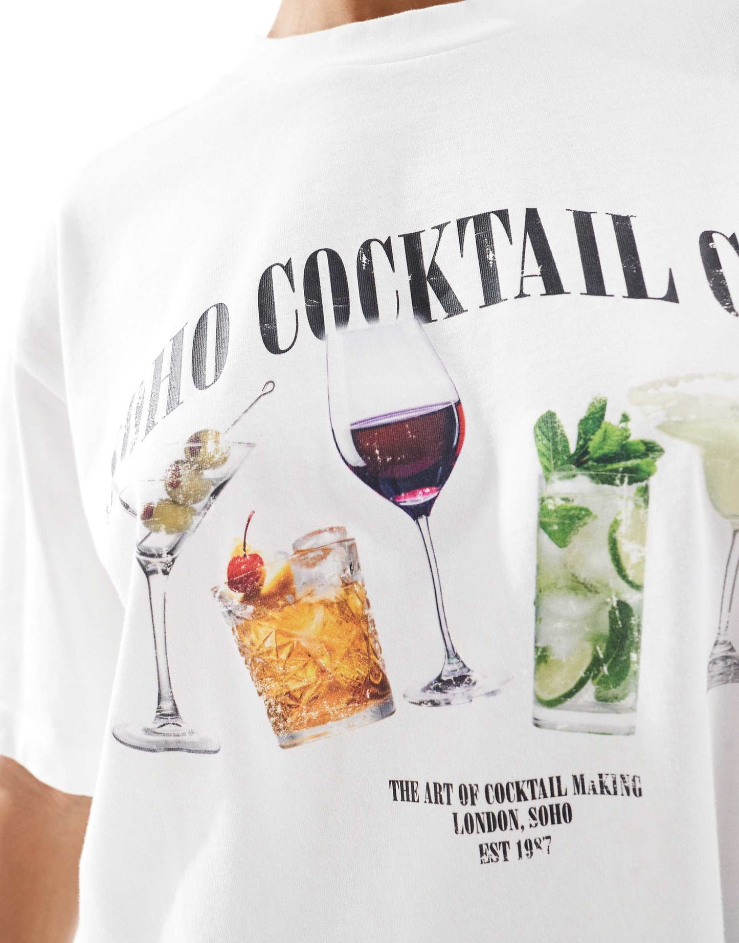 Boyfriend Fit T-Shirt With Soho Cocktail Club Graphic