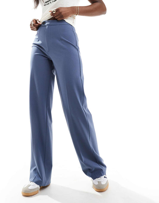 Wide Leg Pleat Tailored Trouser Petrol Blue