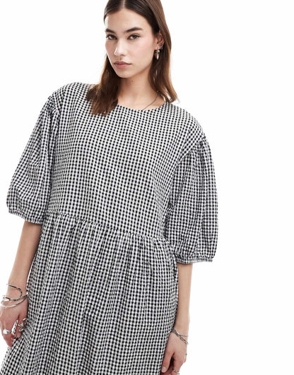 Seersucker Smock Midi Dress