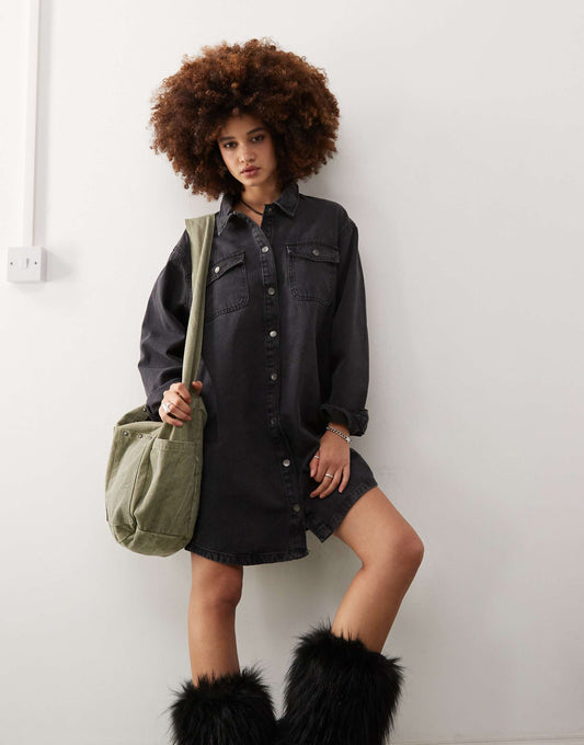 Long Sleeve Denim Shirt Dress