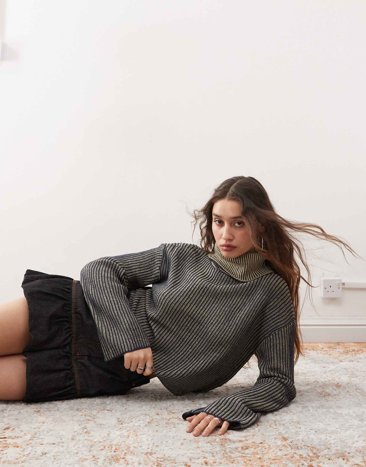Roll Neck Ribbed Jumper