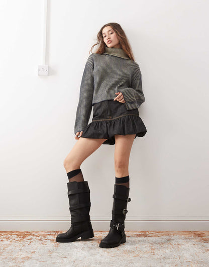 Roll Neck Ribbed Jumper