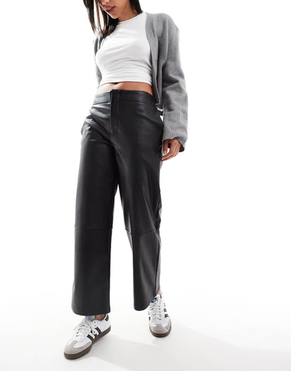 Faux Leather Cropped Trousers