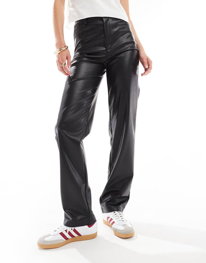 Tall Faux Leather Straight Leg Trousers