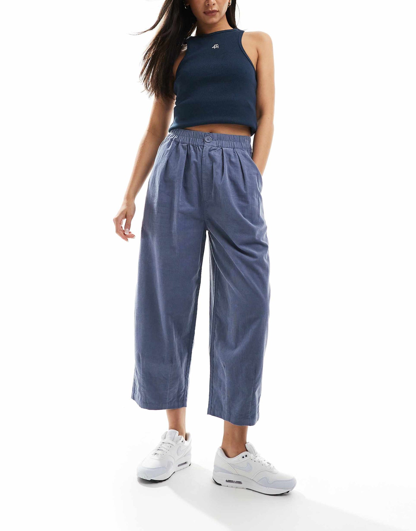 Cord Cropped Balloon Trousers