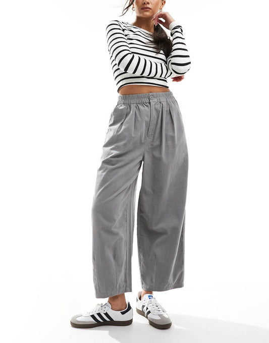 Cord Cropped Balloon Trousers