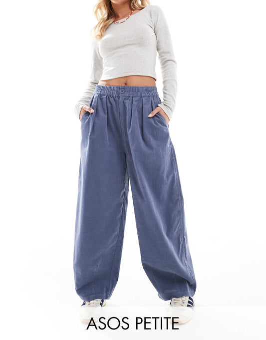 Petite Cord Cropped Balloon Trousers