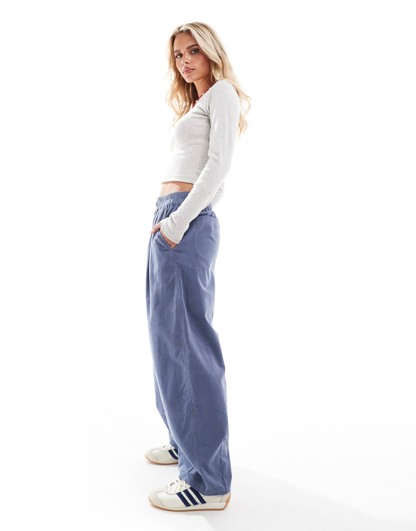 Petite Cord Cropped Balloon Trousers