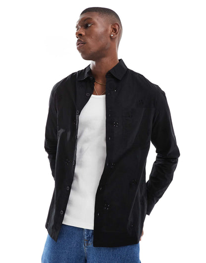 Overshirt With Floral Embroidery