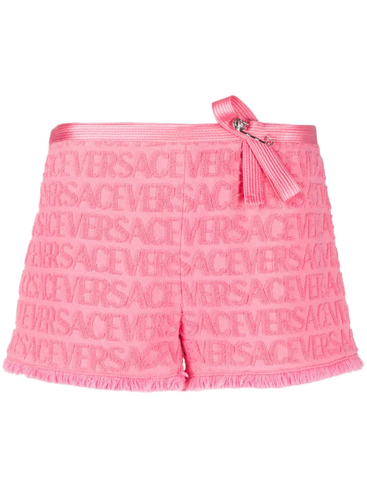 Versace Allover Devoré-Cotton Shorts
