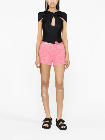 Versace Allover Devoré-Cotton Shorts