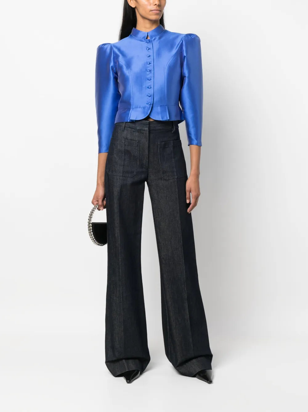 Amoako Satin-Finish Cropped Jacket