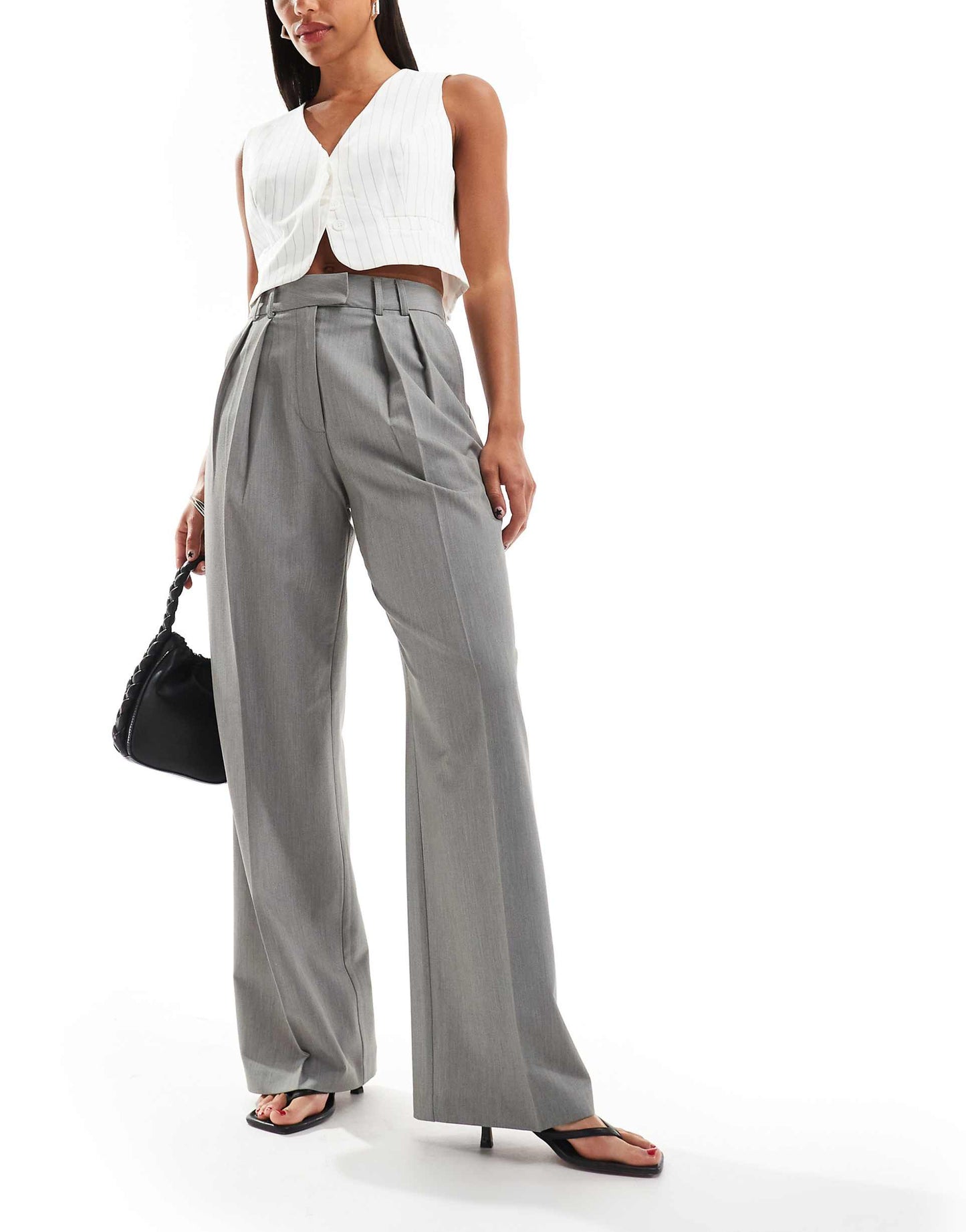 Tailored Wide Leg Trousers With Pleat Detail