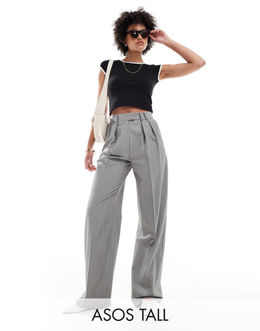 Tall Tailored Wide Leg Trousers With Pleat Detail