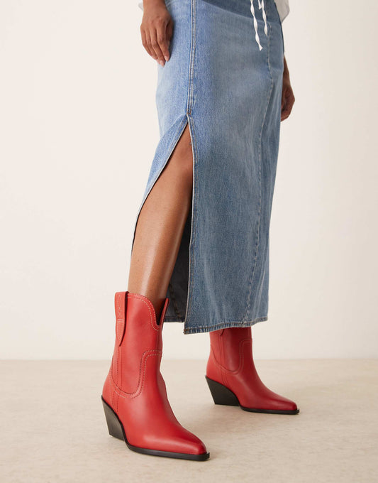 Pitchfork Heeled Western Boots