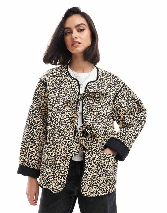 Quilted Leopard Print Jacket