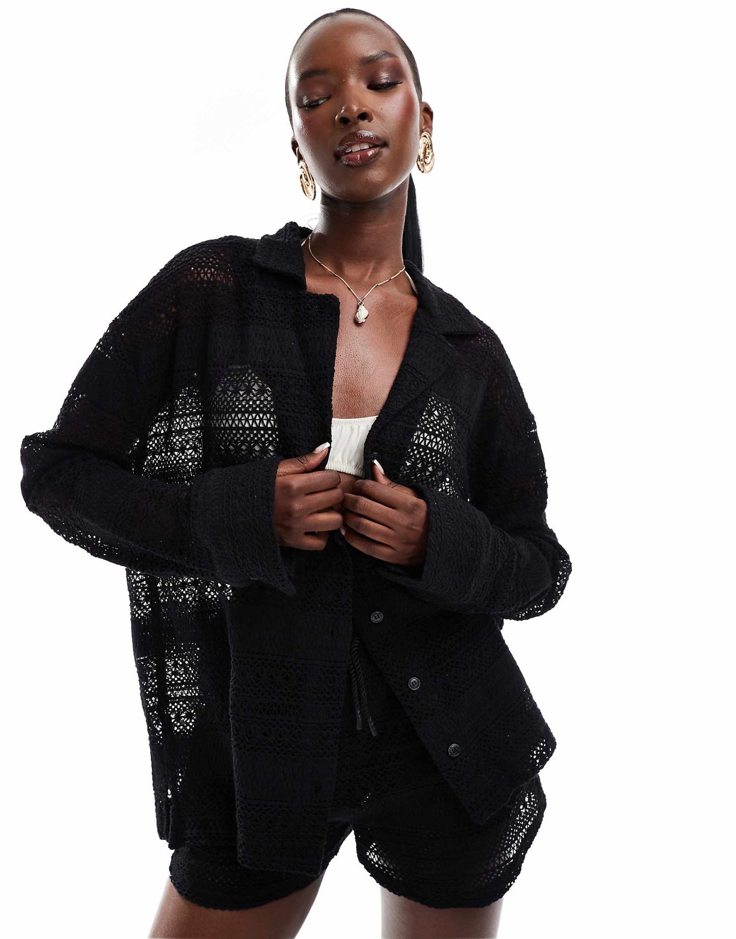 Co-Ord Crochet Textured Shirt