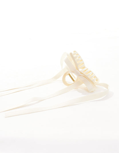 X Asos Exclusive Ribbon Hair Claw - Cream