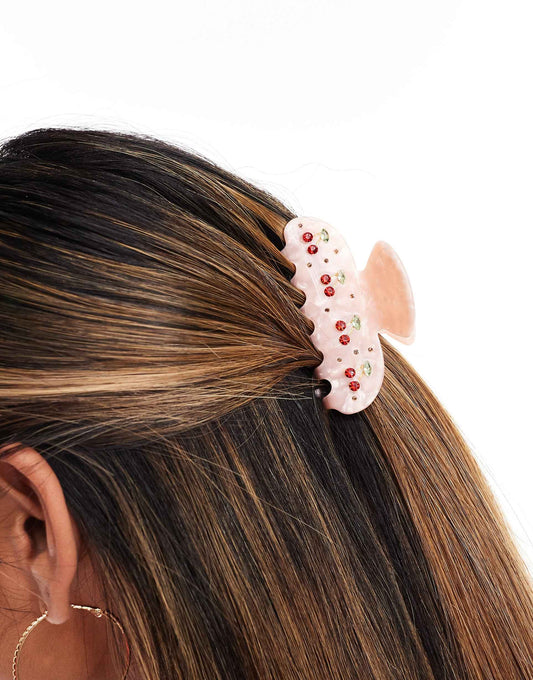 X Asos Exclusive Cherry Claw Clip - Pink