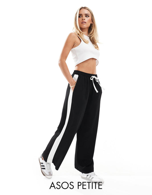 Petite Pull On Trousers With Contrast Panel