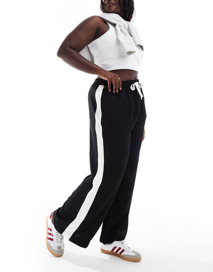 Curve Pull On Trousers With Contrast Panel