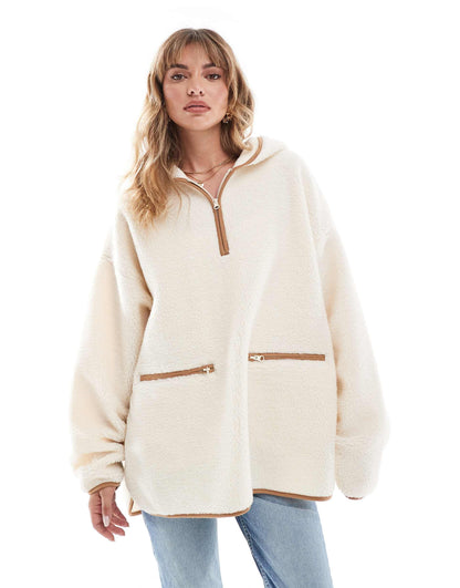 Half Zip Cape Borg Sweatshirt With Tan Trims
