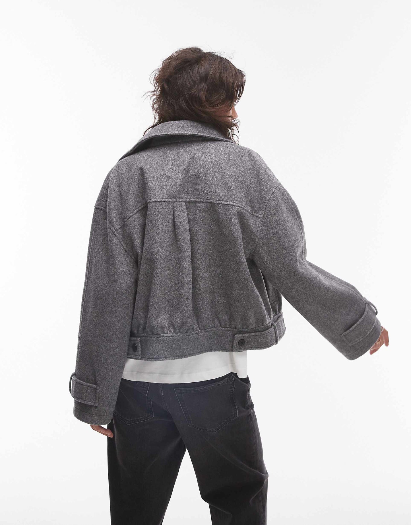 Wool Bomber Jacket With Tab Detail