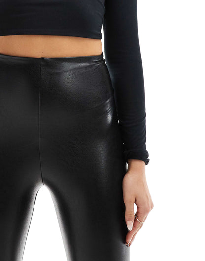 7/8 Faux Leather Leggings With Smoothing Waist