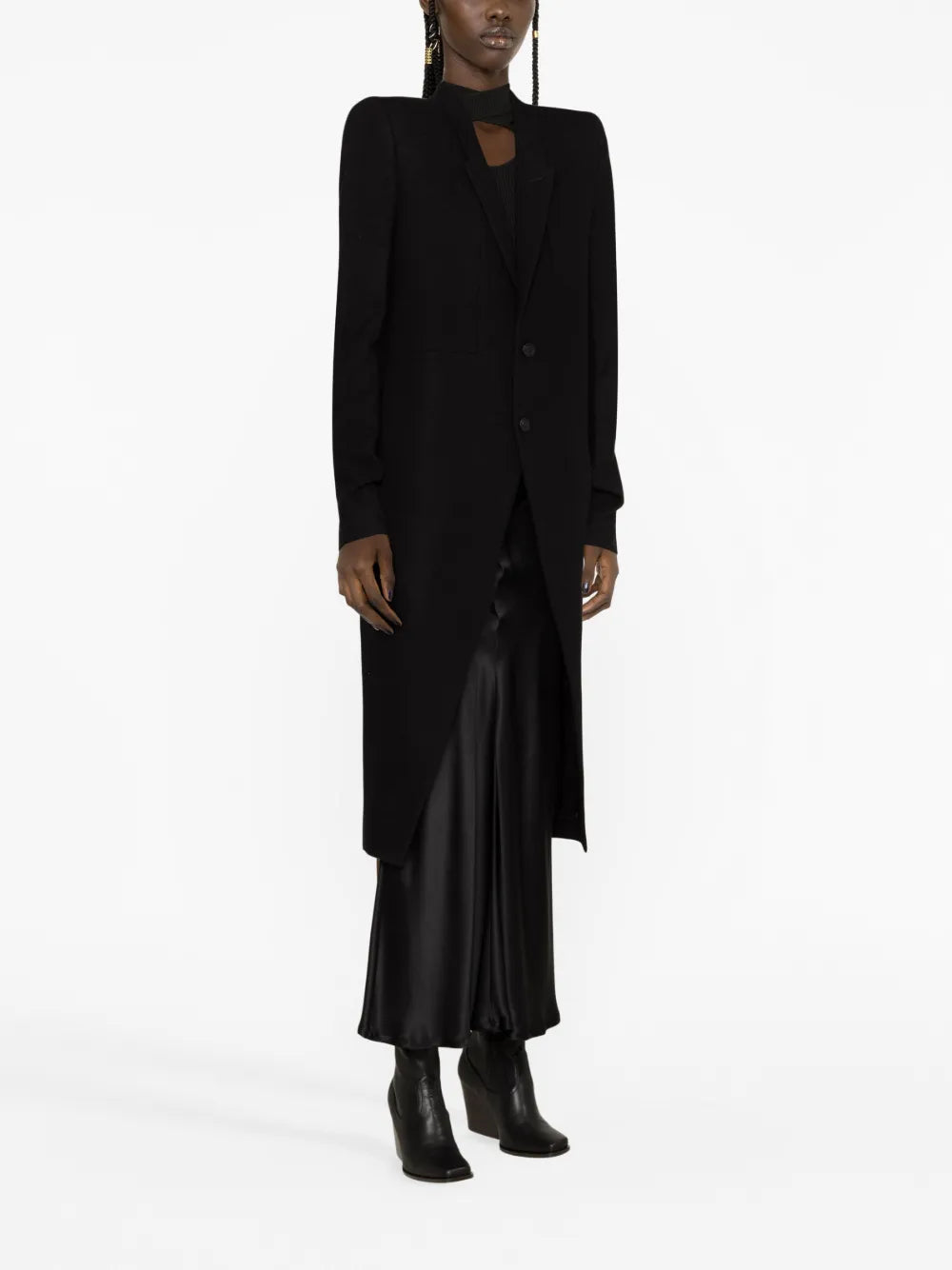 Buttoned Wool Long Coat