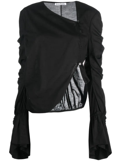 Draped Asymmetric Cotton Blouse