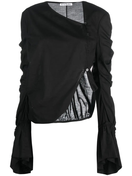 Draped Asymmetric Cotton Blouse