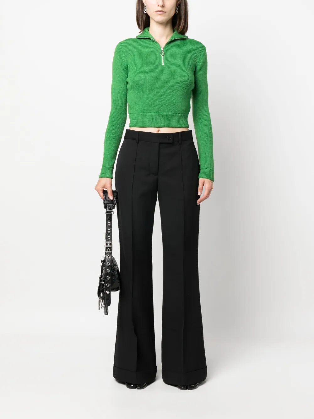 Mid-Rise Flared Trousers