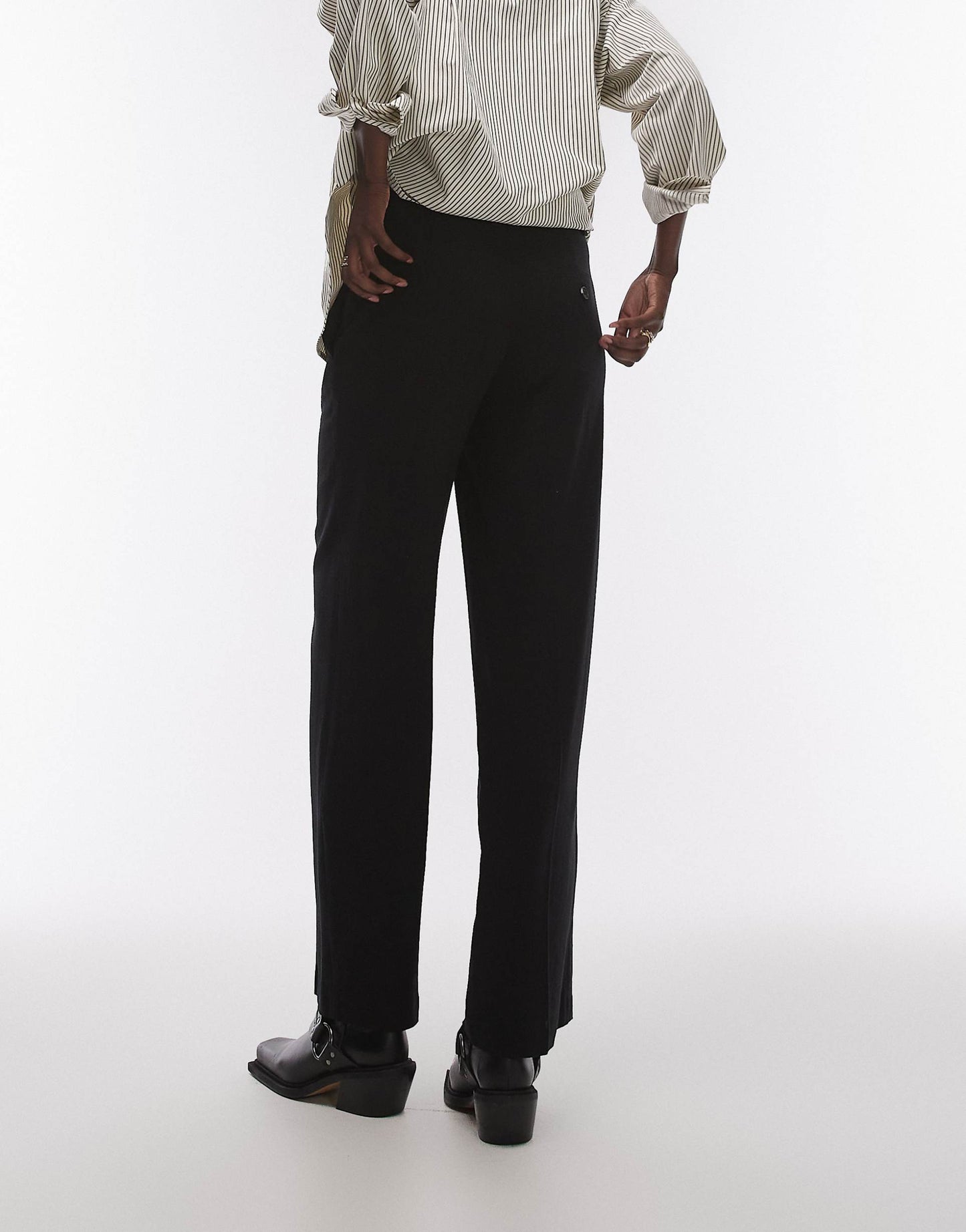 Tall Low Slung Linen Button Trouser