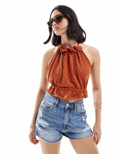 Knitted Backless Halter Neck Cami