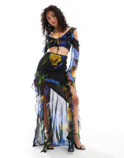 Cold Shoulder Crop Top Co-Ord