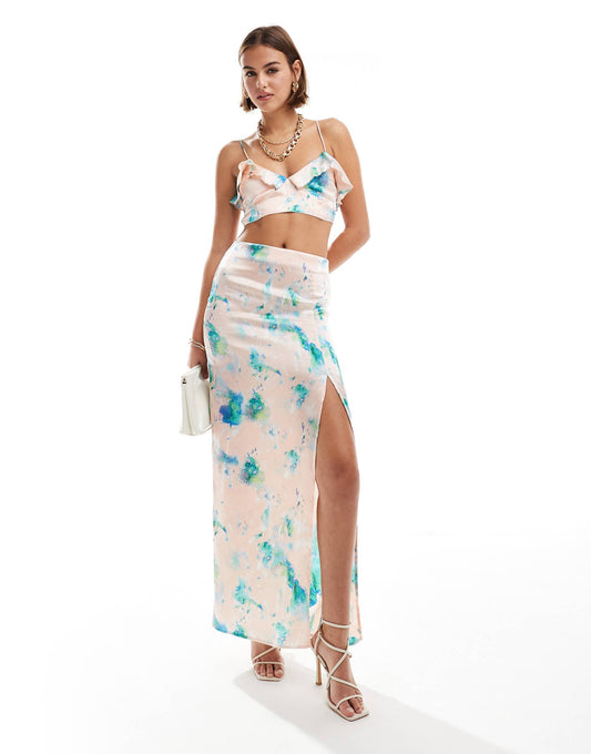 Satin Maxi Skirt Co-Ord