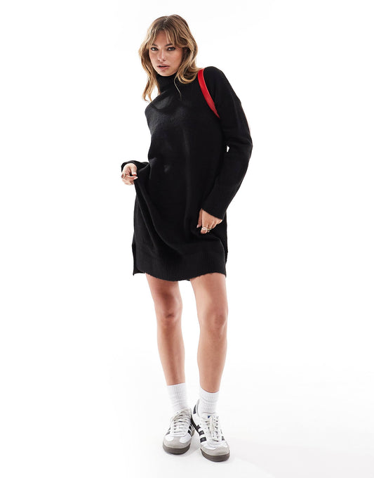 Knitted Roll Neck Mini Jumper Dress