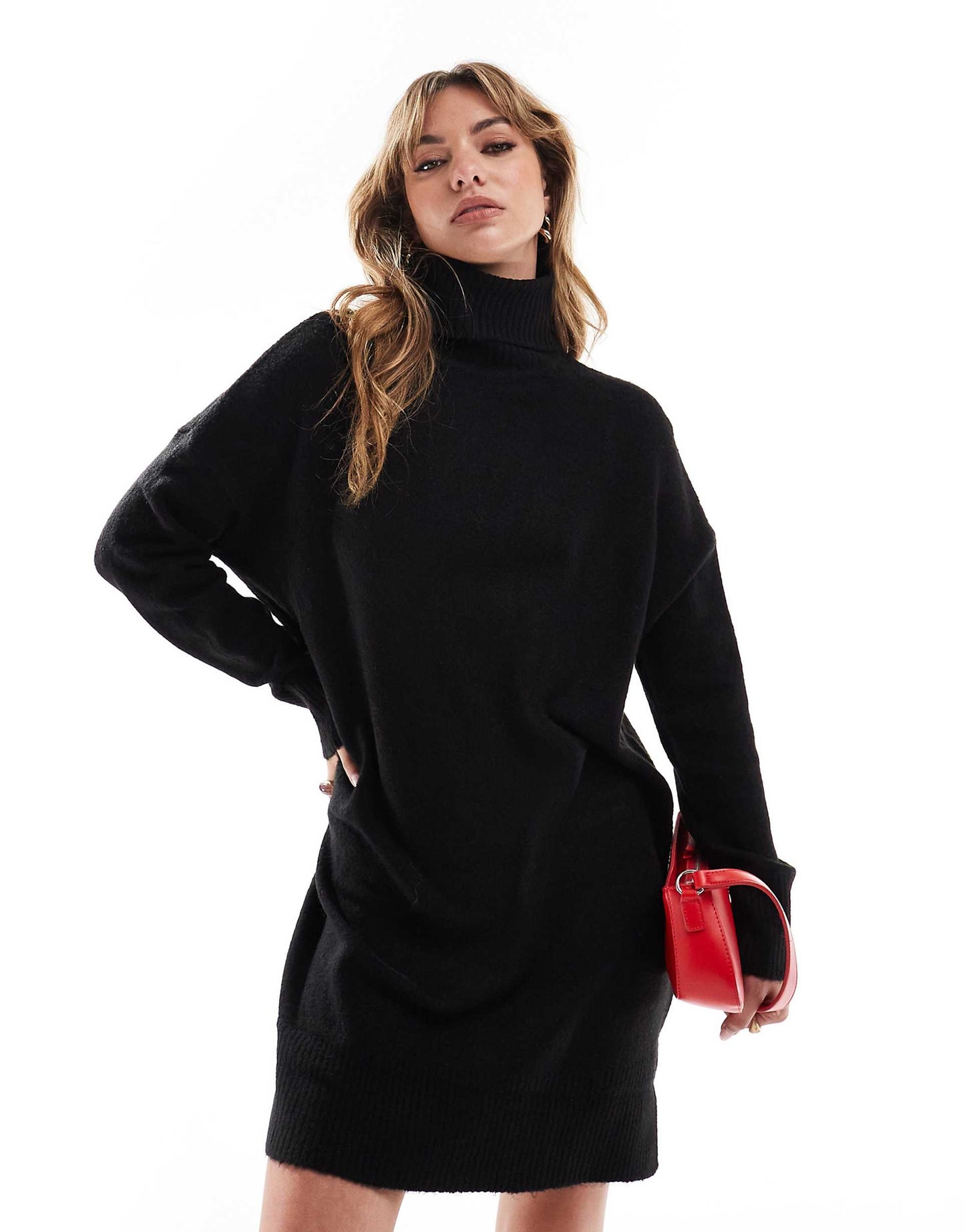 Knitted Roll Neck Mini Jumper Dress