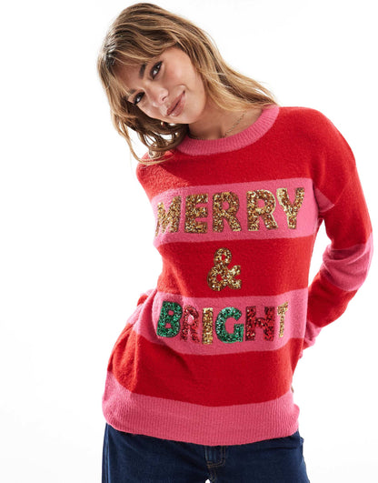 Oversized Christmas Jumper With Sequins