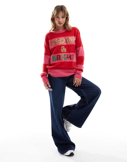 Oversized Christmas Jumper With Sequins