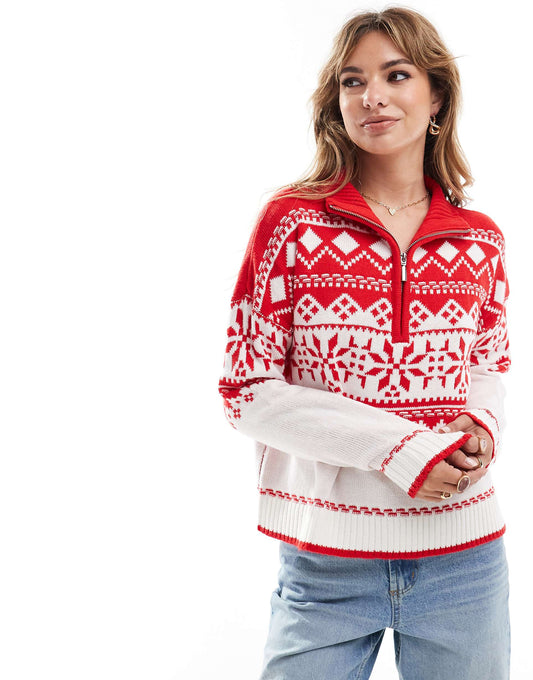 Half Zip Fairisle Jumper