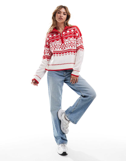 Half Zip Fairisle Jumper