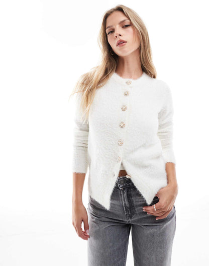 Cardigan With Jewel Detail Buttons