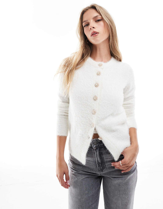 Cardigan With Jewel Detail Buttons