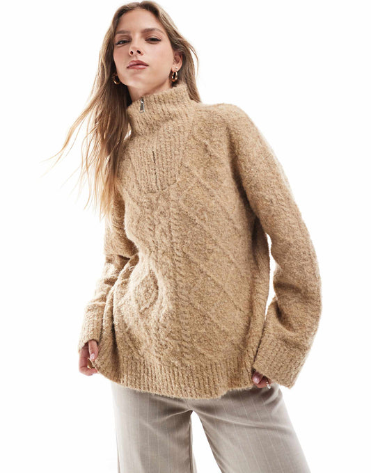 Texture Knit Half Zip Jumper