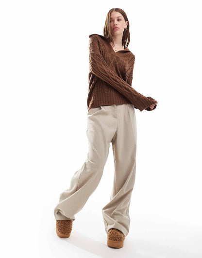 Polo Collar Cable Knit Jumper
