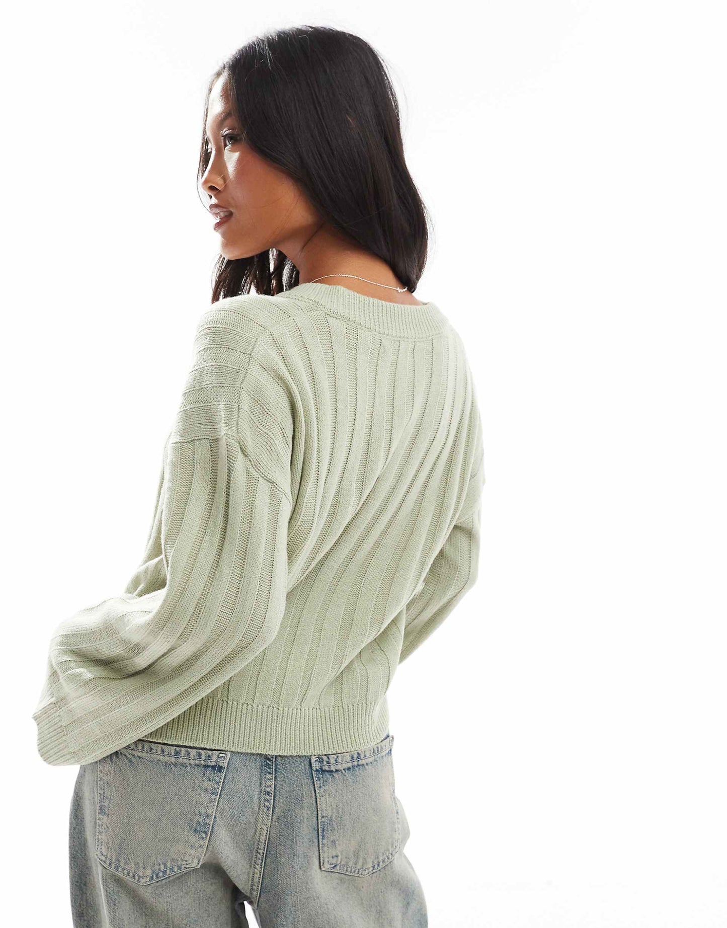 Petite Ribbed V-Neck Jumper