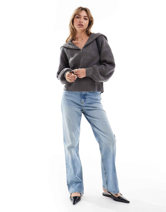 Ribbed Half Zip Jumper