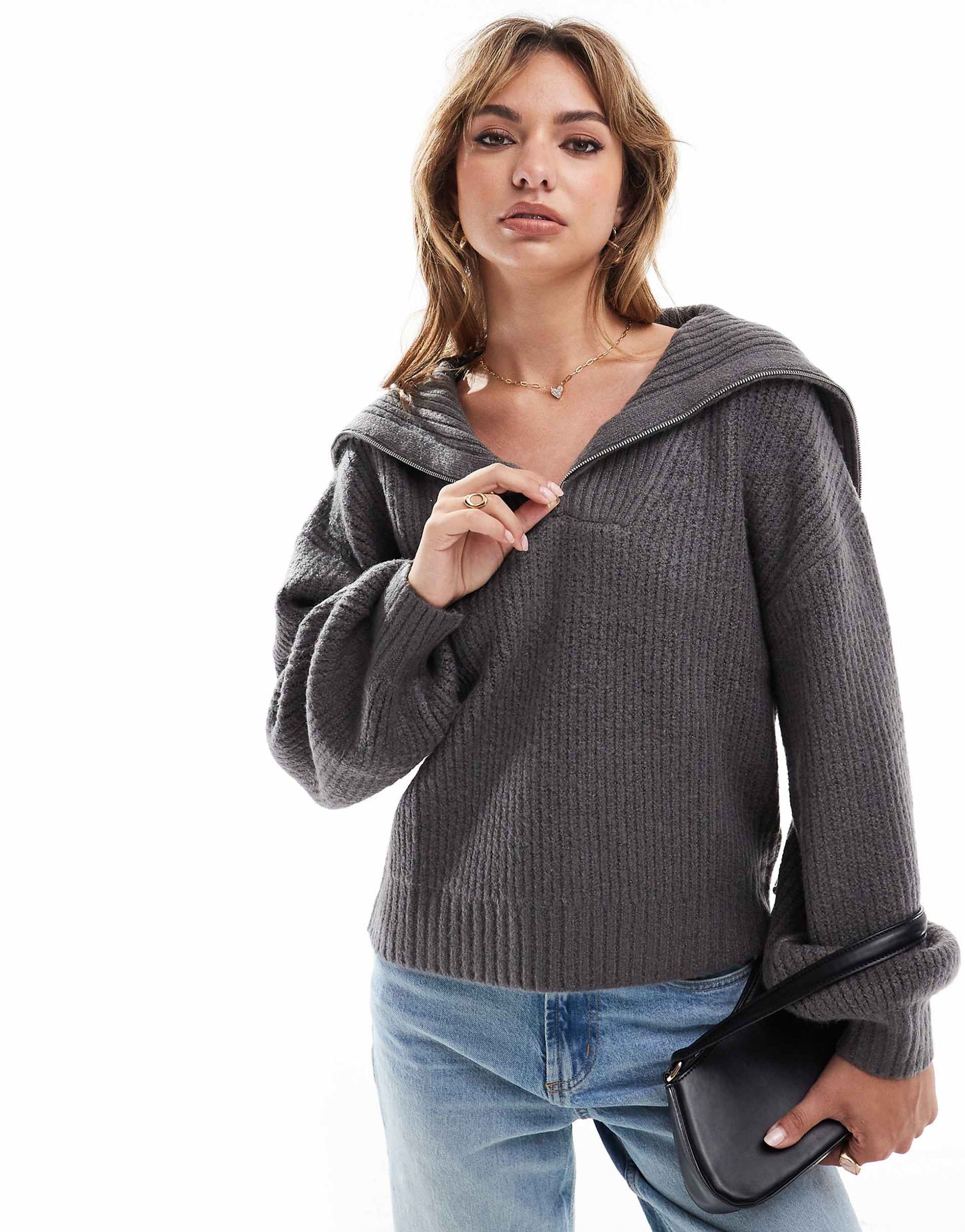 Ribbed Half Zip Jumper