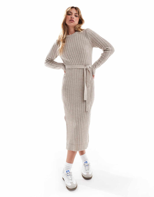 Knitted Midi Dress With Slit